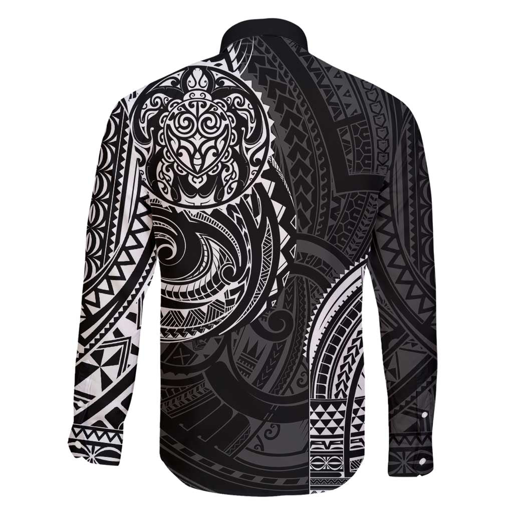 Polynesian Turtle Tribal Tattoo Family Matching Summer Maxi Dress and Hawaiian Shirt Black Style