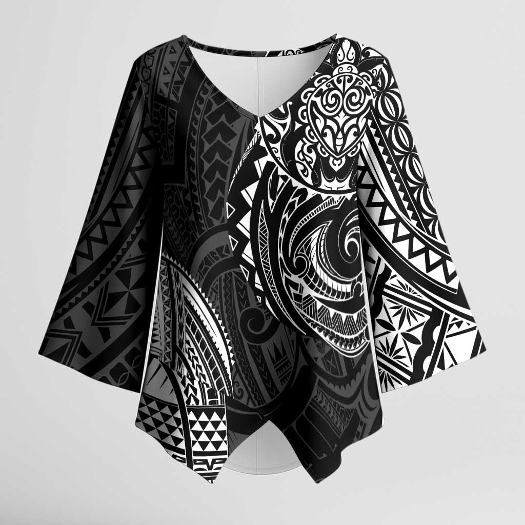Polynesian Turtle Tribal Tattoo Kimono Sleeve Blouse Black Style LT9 Female Black - Polynesian Pride