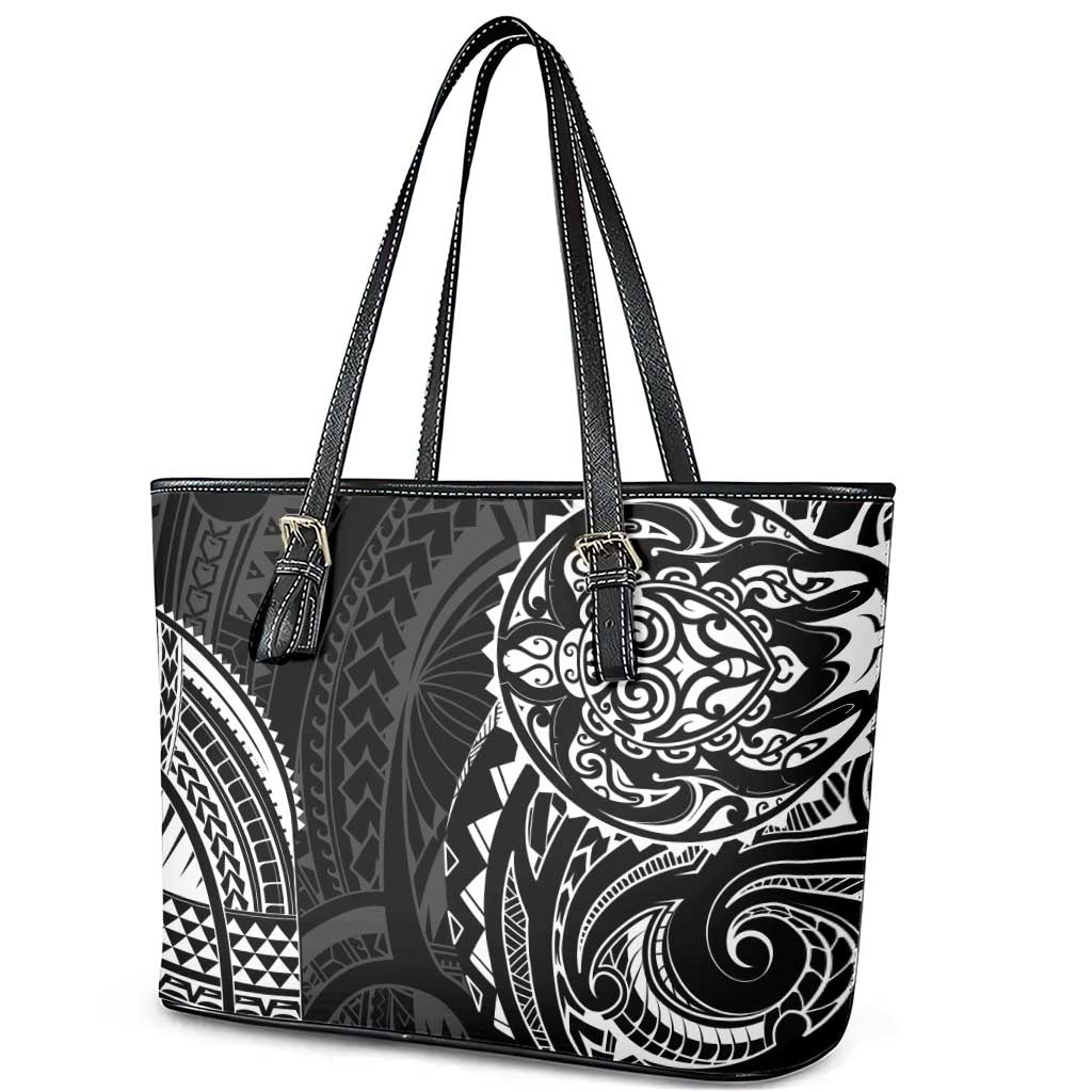 Polynesian Turtle Tribal Tattoo Leather Tote Bag Black Style