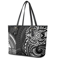 Polynesian Turtle Tribal Tattoo Leather Tote Bag Black Style