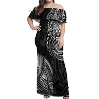 Polynesian Turtle Tribal Tattoo Off Shoulder Maxi Dress Black Style