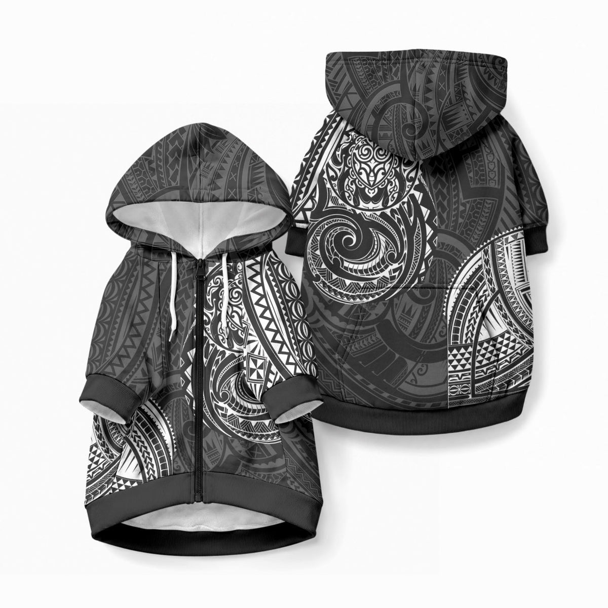 Polynesian Turtle Tribal Tattoo Pet Hoodie Black Style LT9 Zip-up Black - Polynesian Pride