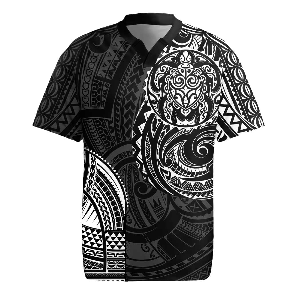 Polynesian Turtle Tribal Tattoo Rugby Jersey Black Style LT9 Black - Polynesian Pride