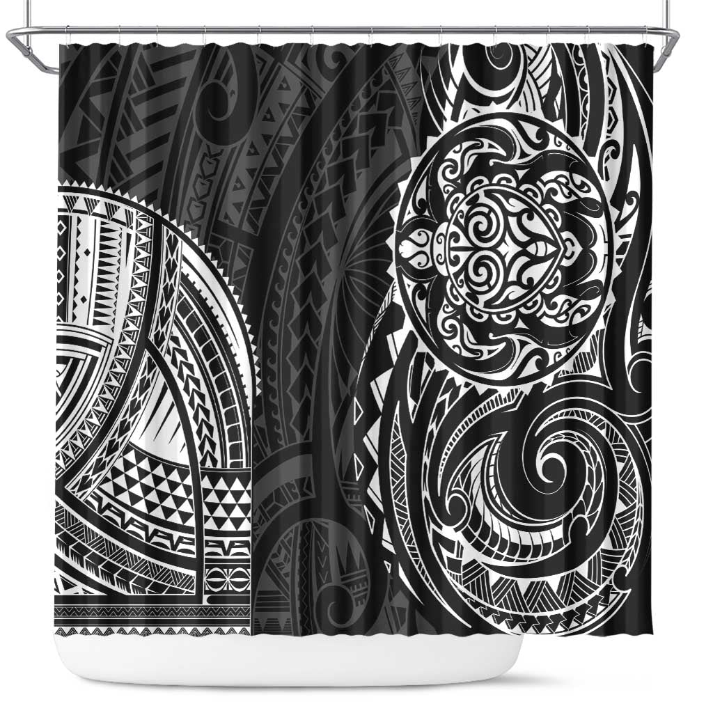 Polynesian Turtle Tribal Tattoo Shower Curtain Black Style LT9 Black - Polynesian Pride