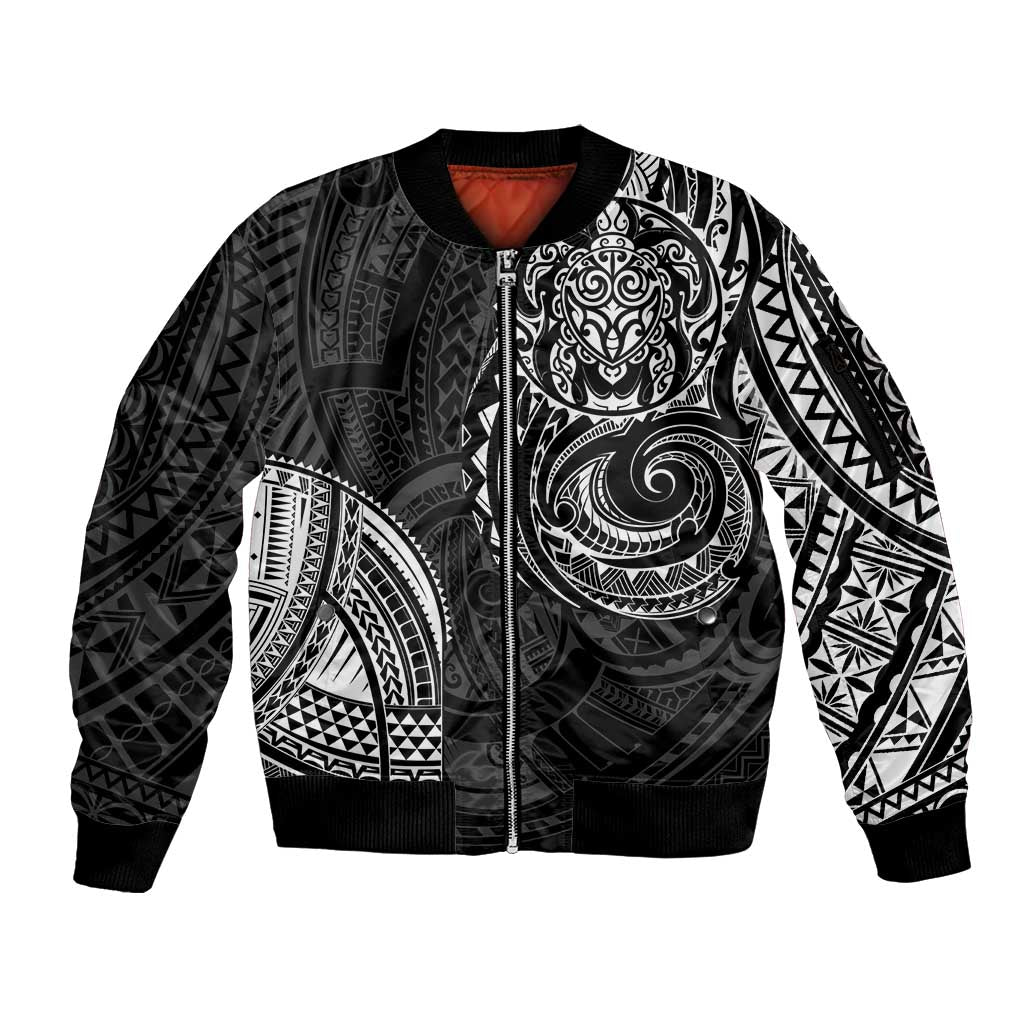 Polynesian Turtle Tribal Tattoo Sleeve Zip Bomber Jacket Black Style LT9 Unisex Black - Polynesian Pride