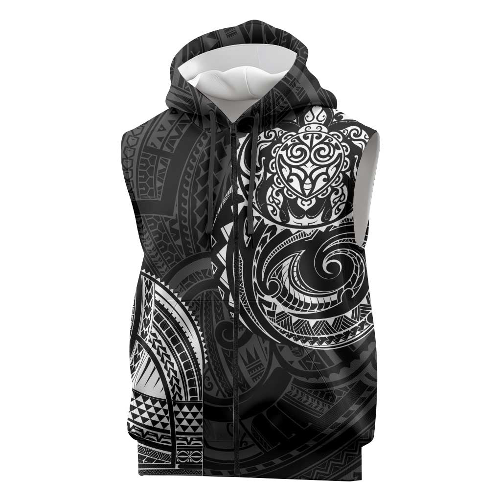 Polynesian Turtle Tribal Tattoo Sleeveless Zip Hoodie Black Style LT9 Black - Polynesian Pride