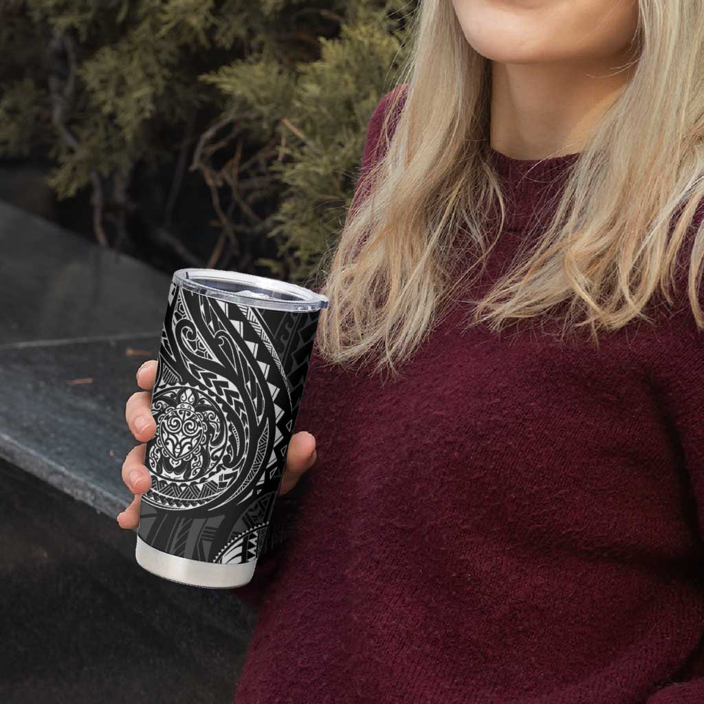 Polynesian Turtle Tribal Tattoo Tumbler Cup Black Style