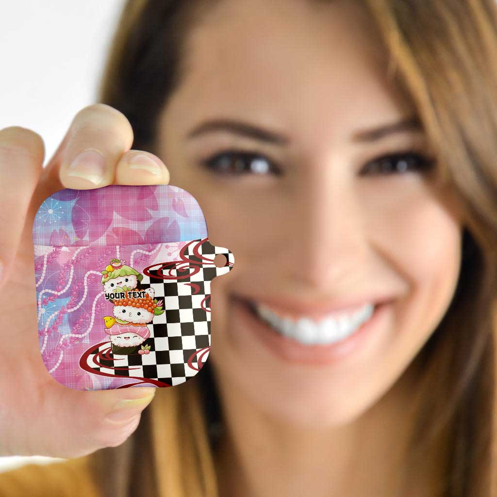Personalized Japanese Kawaii Sushi Roll AirPods Case Wagara Palaka Pattern