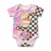 Personalized Japanese Kawaii Sushi Roll Baby Onesie Wagara Palaka Pattern LT9 Pink - Polynesian Pride