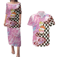 Personalized Japanese Kawaii Sushi Roll Couples Matching Puletasi and Hawaiian Shirt Wagara Palaka Pattern
