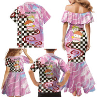 Personalized Japanese Kawaii Sushi Roll Family Matching Mermaid Dress and Hawaiian Shirt Wagara Palaka Pattern