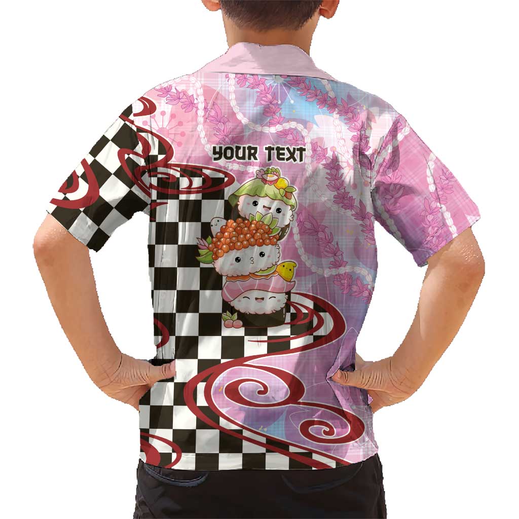 Personalized Japanese Kawaii Sushi Roll Family Matching Off Shoulder Maxi Dress and Hawaiian Shirt Wagara Palaka Pattern