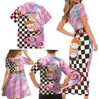 Personalized Japanese Kawaii Sushi Roll Family Matching Short Sleeve Bodycon Dress and Hawaiian Shirt Wagara Palaka Pattern
