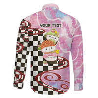 Personalized Japanese Kawaii Sushi Roll Family Matching Short Sleeve Bodycon Dress and Hawaiian Shirt Wagara Palaka Pattern