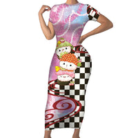 Personalized Japanese Kawaii Sushi Roll Family Matching Short Sleeve Bodycon Dress and Hawaiian Shirt Wagara Palaka Pattern