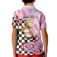 Personalized Japanese Kawaii Sushi Roll Kid Polo Shirt Wagara Palaka Pattern