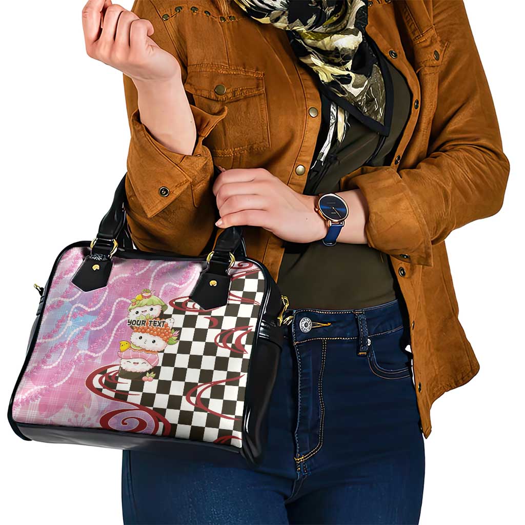 Personalized Japanese Kawaii Sushi Roll Shoulder Handbag Wagara Palaka Pattern