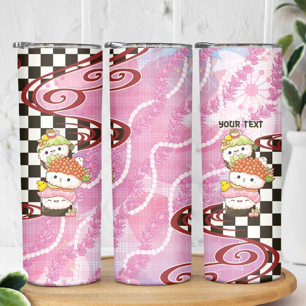 Personalized Japanese Kawaii Sushi Roll Skinny Tumbler Wagara Palaka Pattern