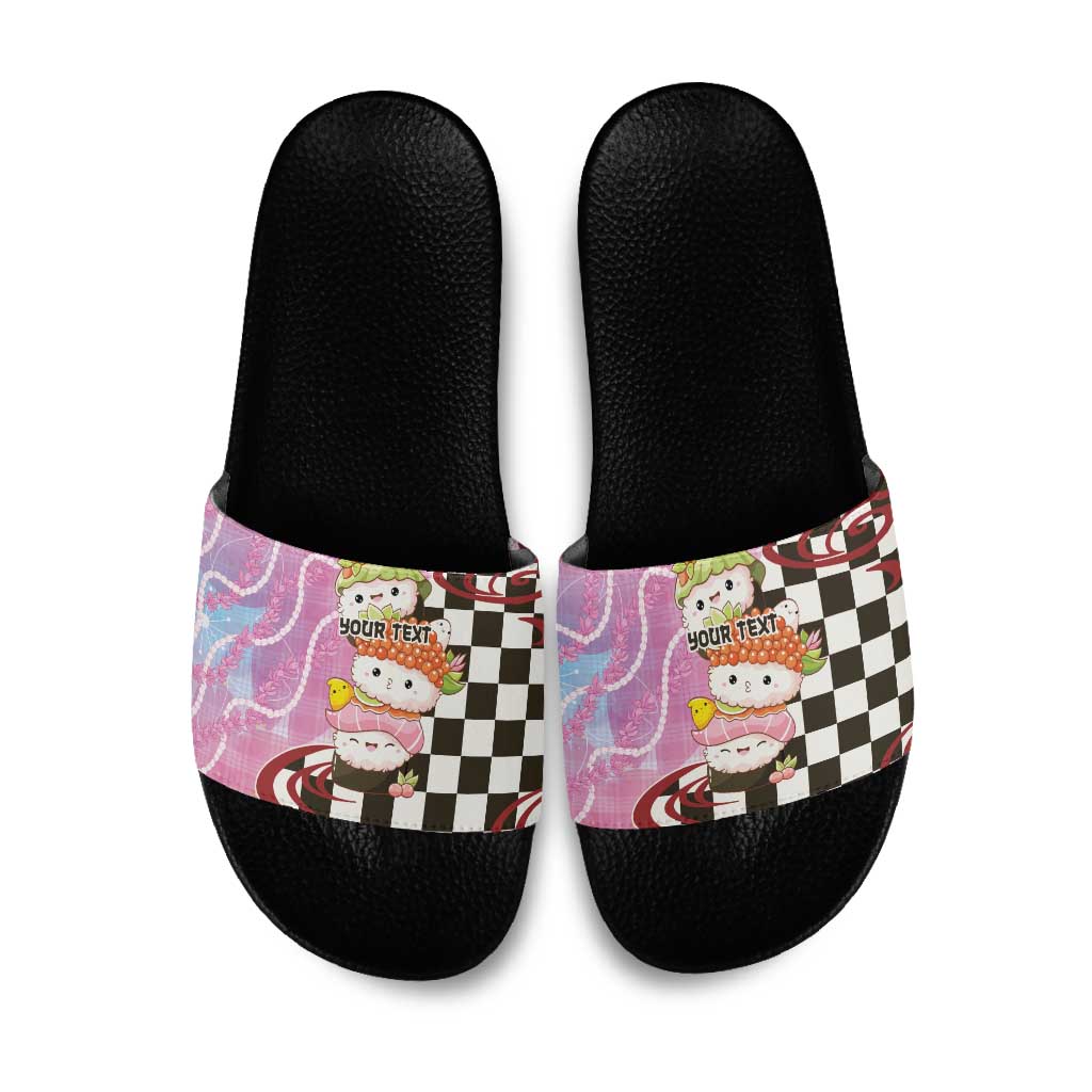 Personalized Japanese Kawaii Sushi Roll Slide Sandals Wagara Palaka Pattern