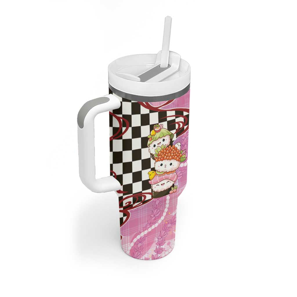 Personalized Japanese Kawaii Sushi Roll Tumbler With Handle Wagara Palaka Pattern
