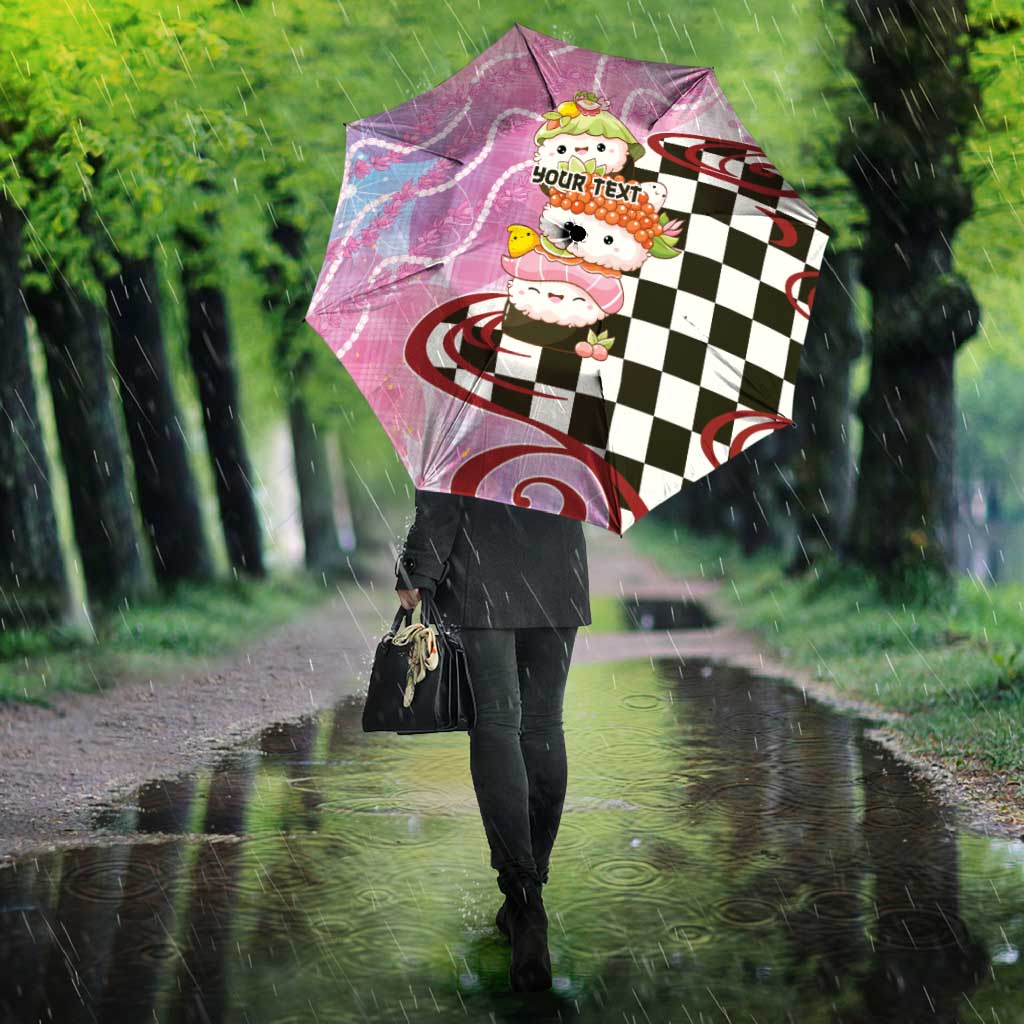 Personalized Japanese Kawaii Sushi Roll Umbrella Wagara Palaka Pattern