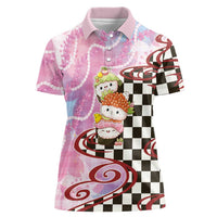 Personalized Japanese Kawaii Sushi Roll Women Polo Shirt Wagara Palaka Pattern