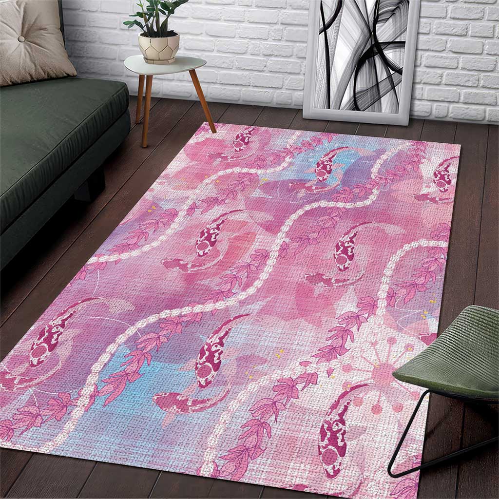 Japanese Koi Fish Area Rug Pink Wagara Palaka Honohono Pikake Lei