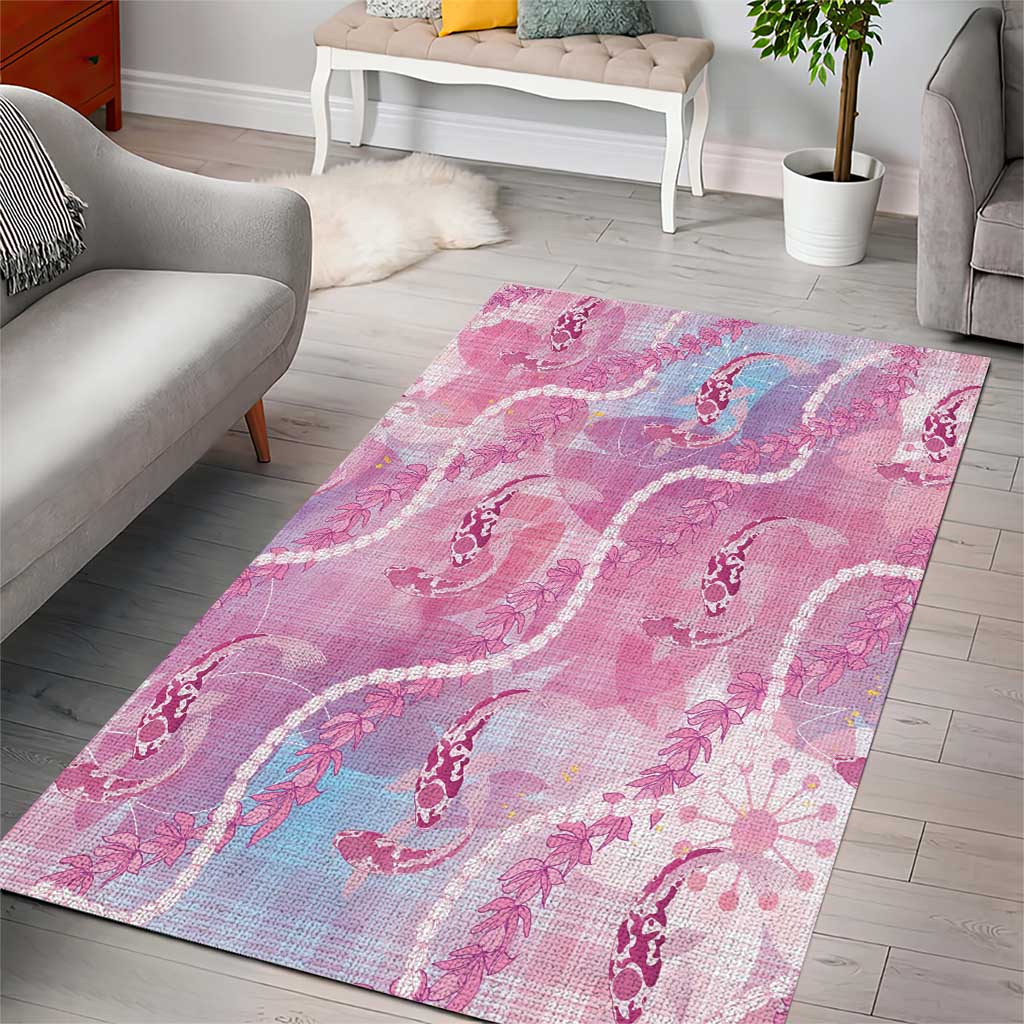 Japanese Koi Fish Area Rug Pink Wagara Palaka Honohono Pikake Lei