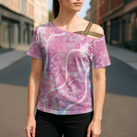 Japanese Koi Fish Cross Shoulder Shirt Pink Wagara Palaka Honohono Pikake Lei