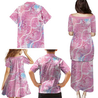 Japanese Koi Fish Family Matching Puletasi and Hawaiian Shirt Pink Wagara Palaka Honohono Pikake Lei LT9 - Polynesian Pride