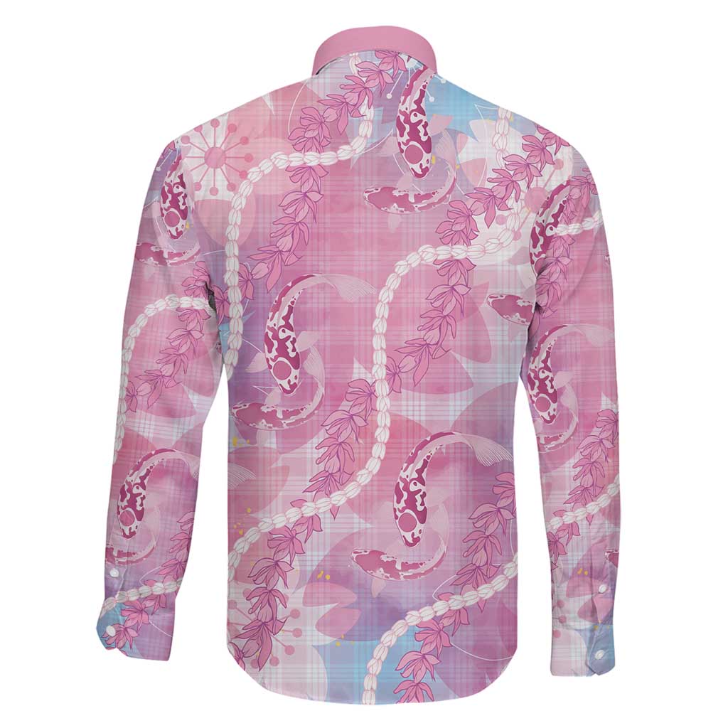 Japanese Koi Fish Family Matching Puletasi and Hawaiian Shirt Pink Wagara Palaka Honohono Pikake Lei LT9 - Polynesian Pride