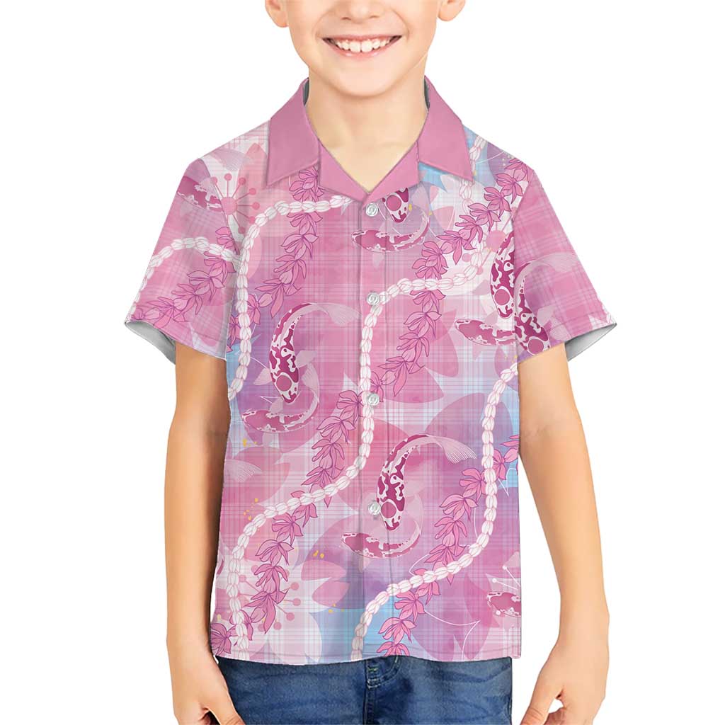 Japanese Koi Fish Family Matching Puletasi and Hawaiian Shirt Pink Wagara Palaka Honohono Pikake Lei LT9 Son's Shirt Pink - Polynesian Pride