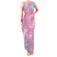 Japanese Koi Fish Family Matching Tank Maxi Dress and Hawaiian Shirt Pink Wagara Palaka Honohono Pikake Lei LT9 Mom's Dress Pink - Polynesian Pride
