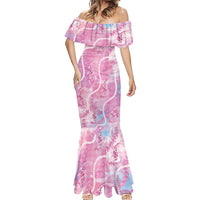 Japanese Koi Fish Mermaid Dress Pink Wagara Palaka Honohono Pikake Lei