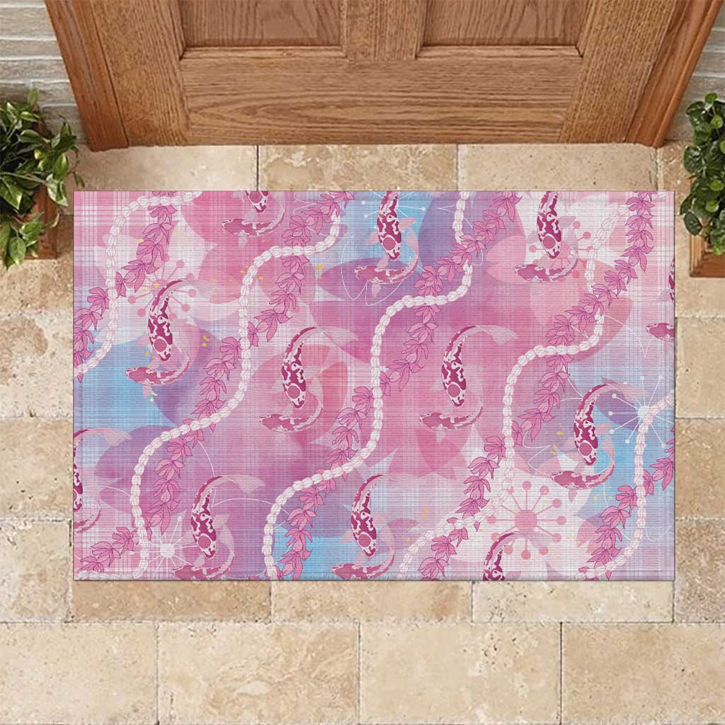 Japanese Koi Fish Rubber Doormat Pink Wagara Palaka Honohono Pikake Lei
