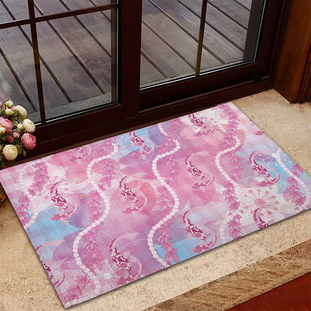 Japanese Koi Fish Rubber Doormat Pink Wagara Palaka Honohono Pikake Lei