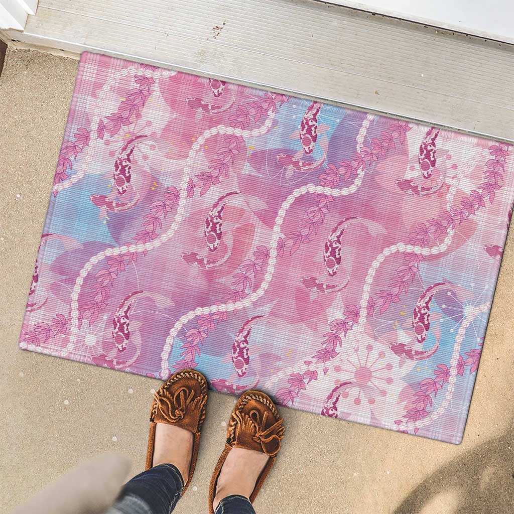 Japanese Koi Fish Rubber Doormat Pink Wagara Palaka Honohono Pikake Lei