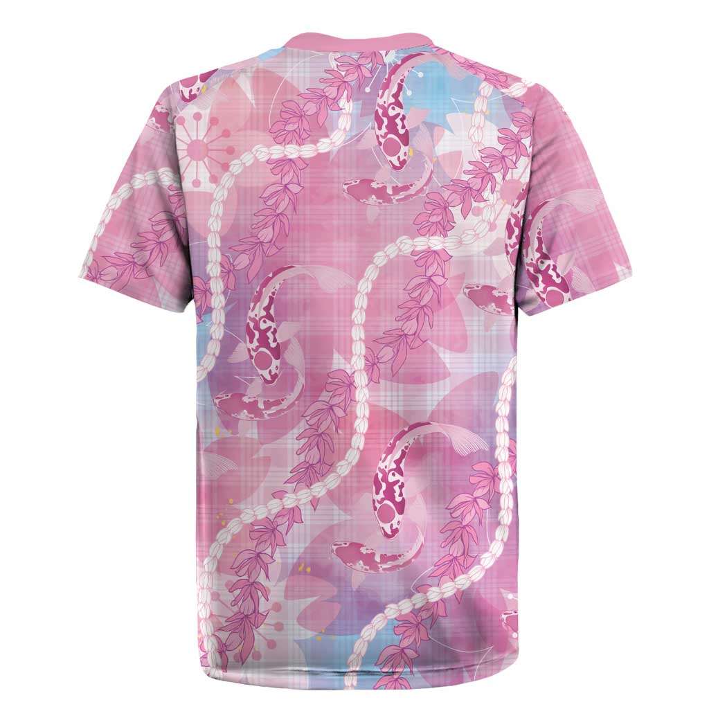 Japanese Koi Fish Rugby Jersey Pink Wagara Palaka Honohono Pikake Lei