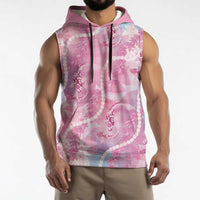 Japanese Koi Fish Sleeveless Hoodie Pink Wagara Palaka Honohono Pikake Lei