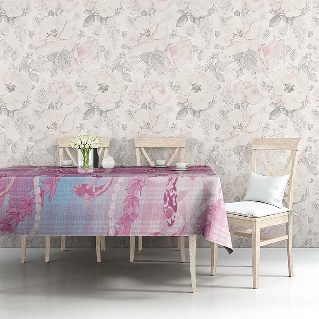 Japanese Koi Fish Tablecloth Pink Wagara Palaka Honohono Pikake Lei
