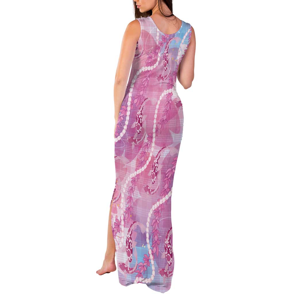 Japanese Koi Fish Tank Maxi Dress Pink Wagara Palaka Honohono Pikake Lei