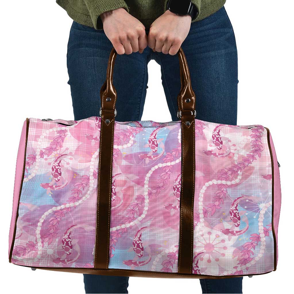 Japanese Koi Fish Travel Bag Pink Wagara Palaka Honohono Pikake Lei