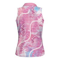 Japanese Koi Fish Women Sleeveless Polo Shirt Pink Wagara Palaka Honohono Pikake Lei LT9 - Polynesian Pride