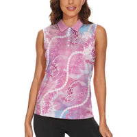 Japanese Koi Fish Women Sleeveless Polo Shirt Pink Wagara Palaka Honohono Pikake Lei LT9 - Polynesian Pride