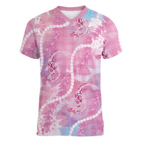 Japanese Koi Fish Women V-Neck T-Shirt Pink Wagara Palaka Honohono Pikake Lei LT9 Female Pink - Polynesian Pride