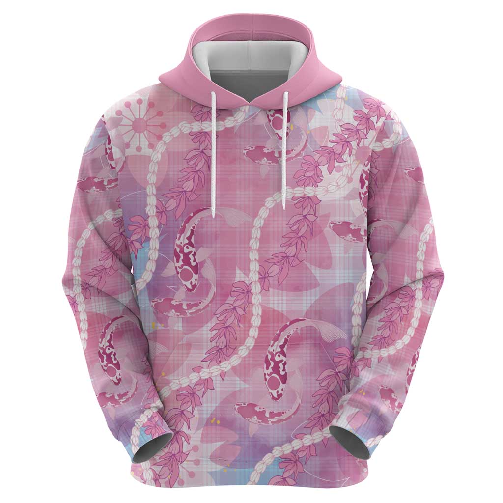 Japanese Koi Fish Zip Hoodie Pink Wagara Palaka Honohono Pikake Lei