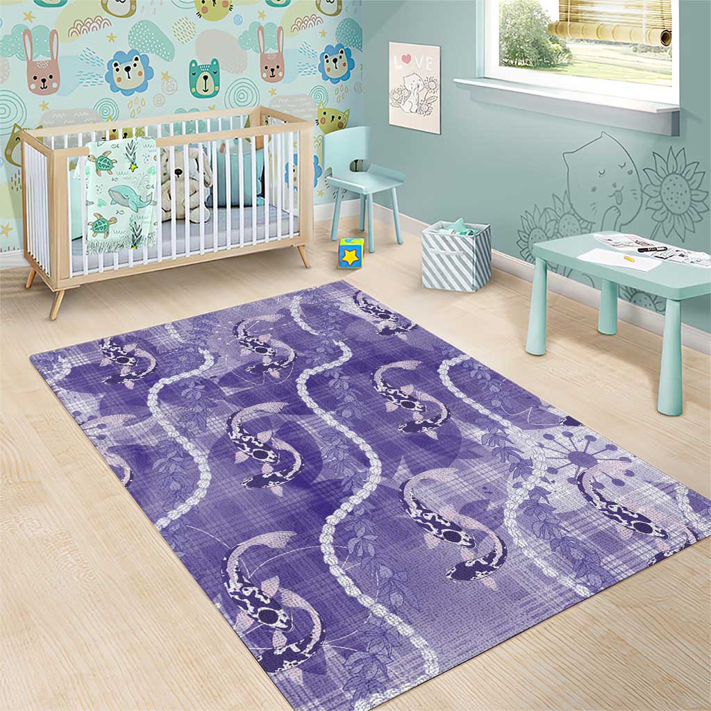 Japanese Koi Fish Area Rug Purple Wagara Palaka Honohono Pikake Lei