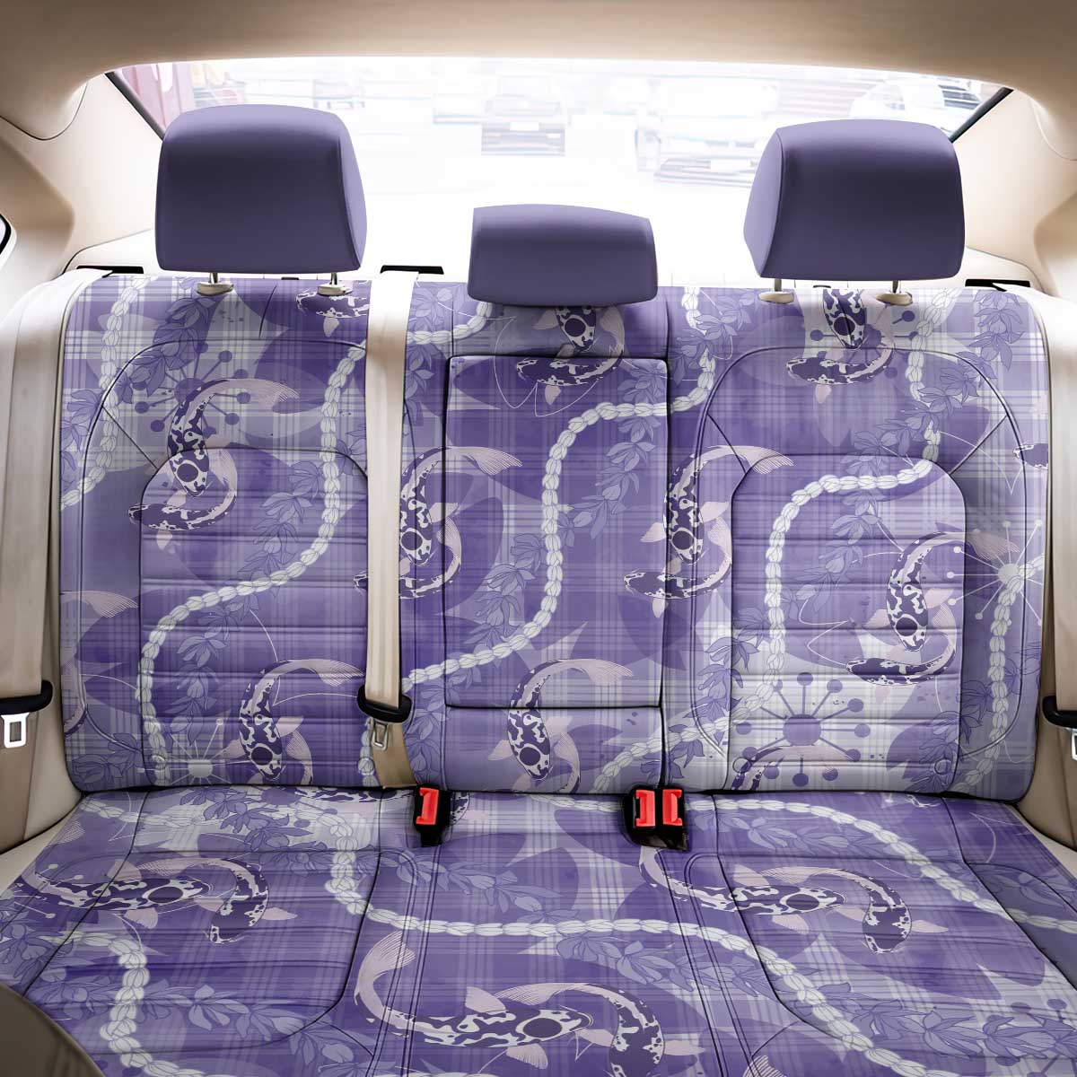Japanese Koi Fish Back Car Seat Cover Purple Wagara Palaka Honohono Pikake Lei
