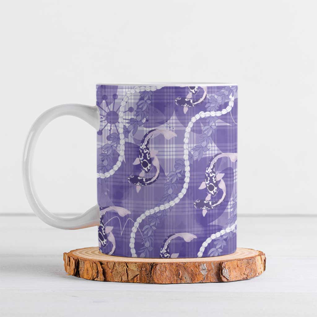 Japanese Koi Fish Ceramic Mug Purple Wagara Palaka Honohono Pikake Lei