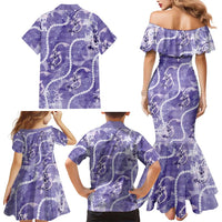 Japanese Koi Fish Family Matching Mermaid Dress and Hawaiian Shirt Purple Wagara Palaka Honohono Pikake Lei LT9 - Polynesian Pride
